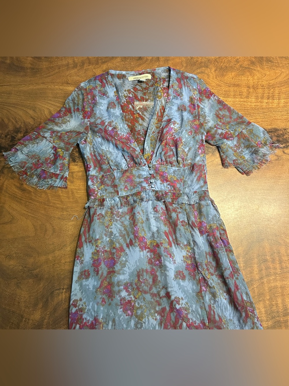 Urban Outfitters Florence Chiffon Watercolor Midi Dress - Picture 2 of 12
